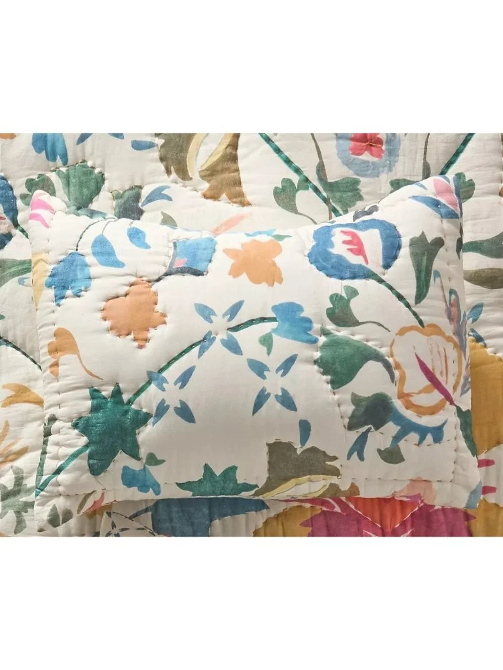 Anthropologie Sawyer Quilted Cotton Pillowcases Floral Cottagecore Garden